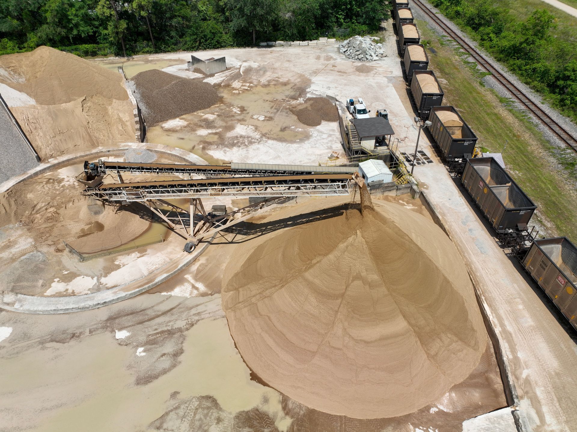Arial view of ready-mix concrete dispatch location