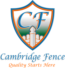 a logo for cambridge fence quality starts here