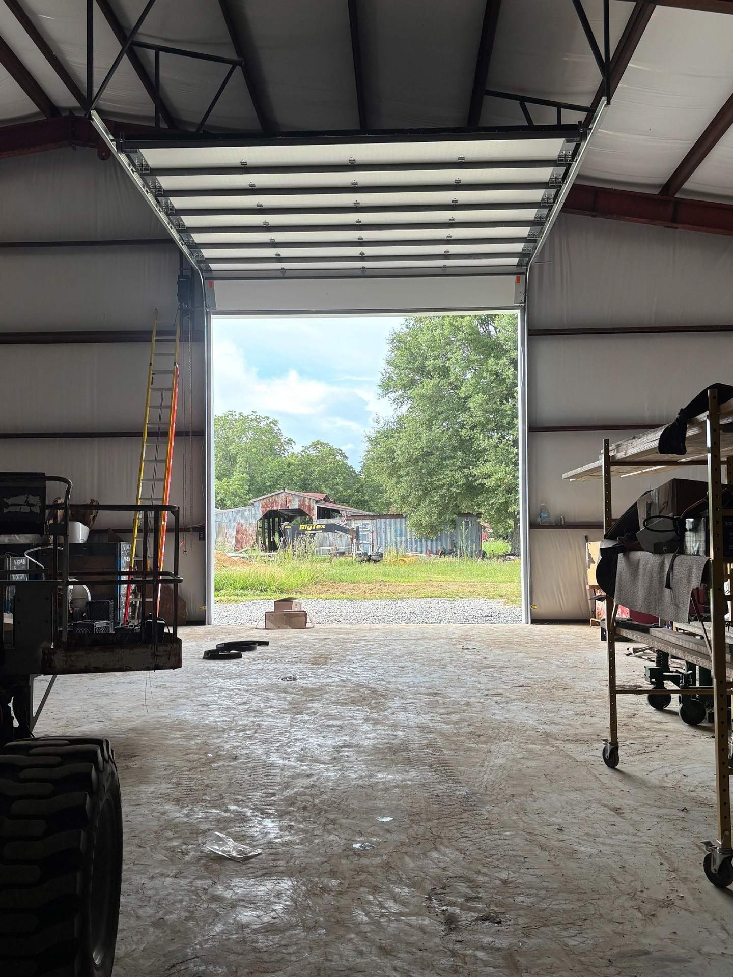 Open Garage Door of a Workshop