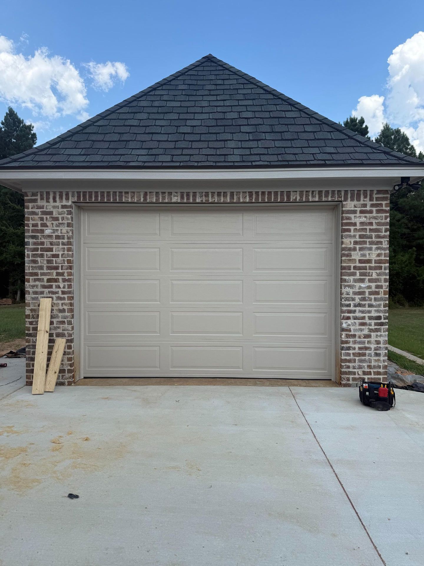 Garage Door with Brick Wall