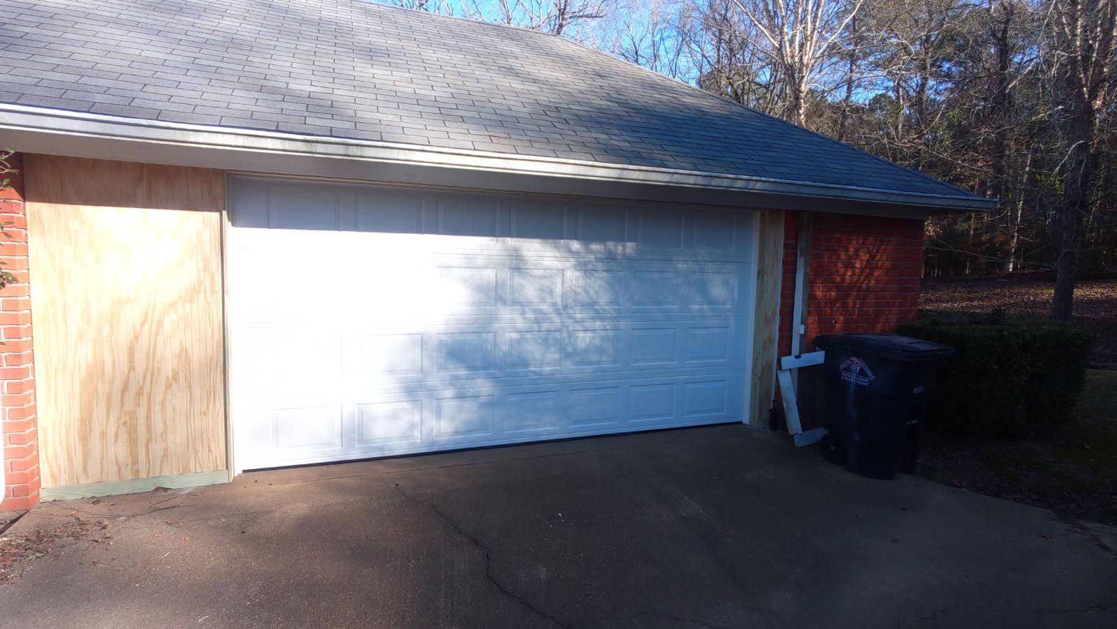 Wide Garage Door and Driveway