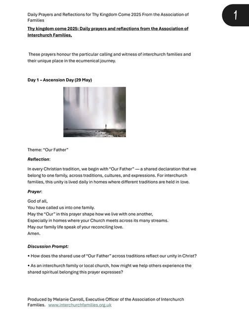 An image of Day 1 of the AIF Thy Kingdom Come 2025 Prayer Booklet