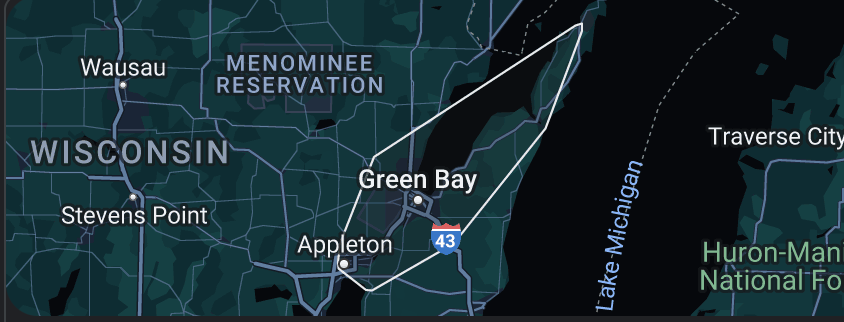 A map of wisconsin shows the location of green bay