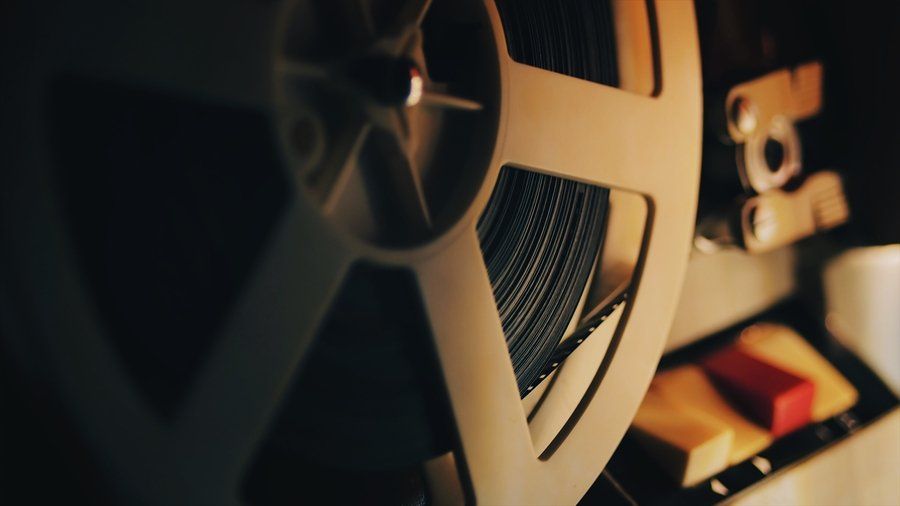 Close-up of a reel with a film.