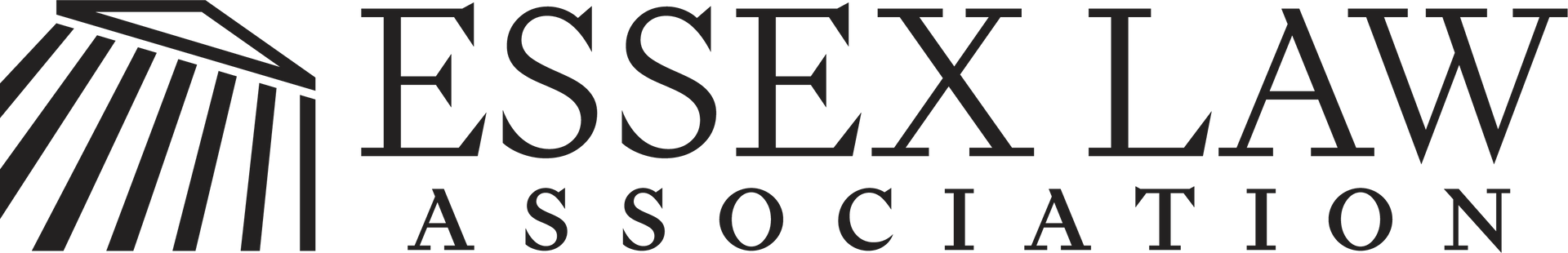 A black and white logo for the essex law association