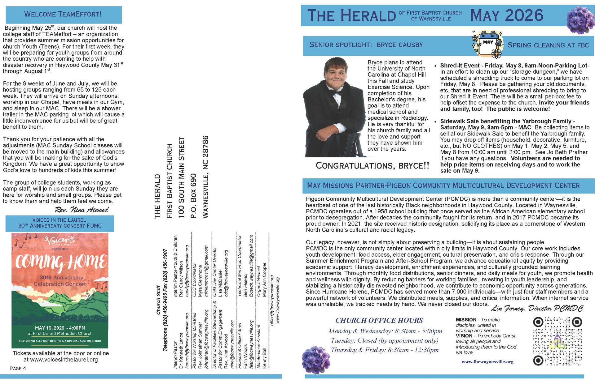 A newsletter. Title: The Herald, December 2025. Featuring religious event notices and announcements.