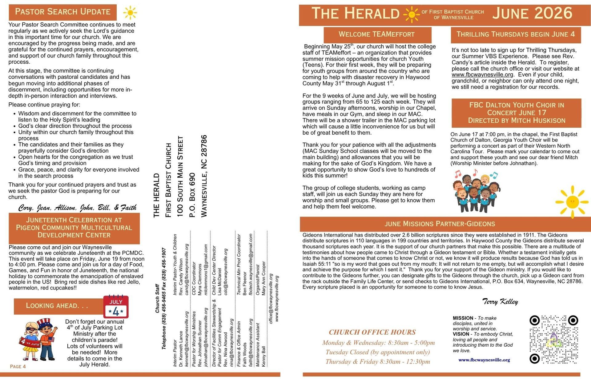 A newsletter. Title: The Herald, December 2025. Featuring religious event notices and announcements.