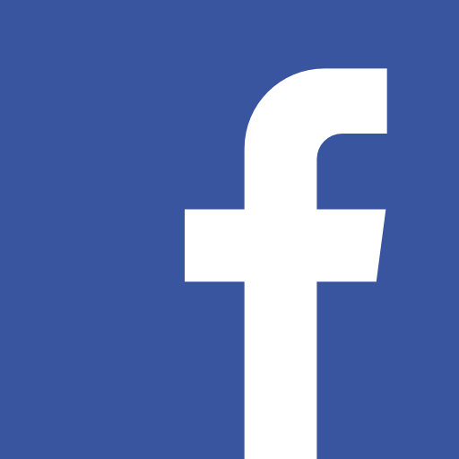 the facebook logo is white on a blue background .