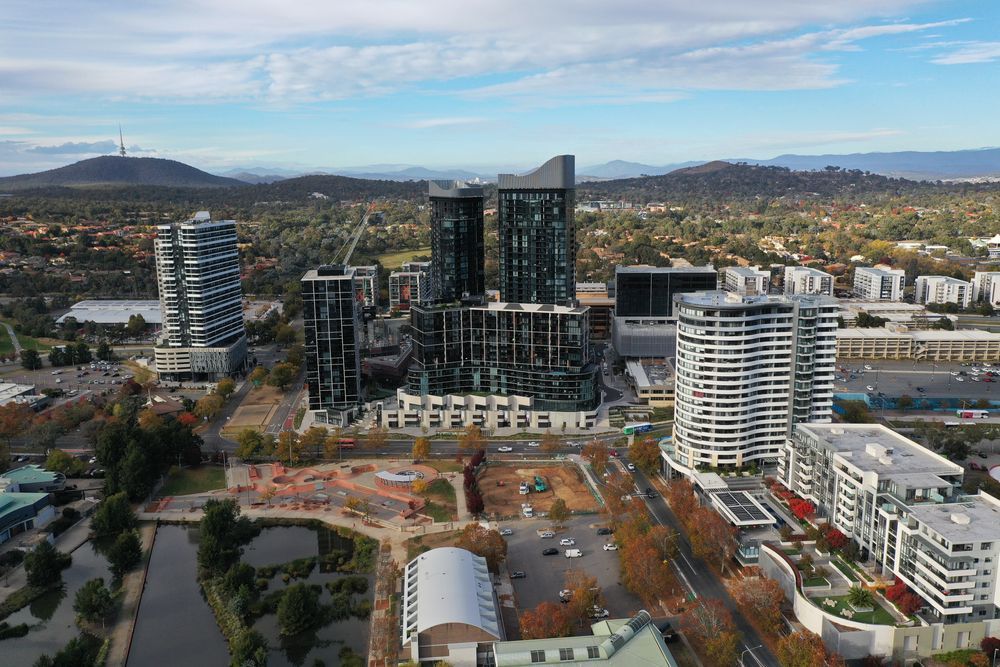 Aerial View Of A City With A Lot Of Buildings — Telecommunication Company In Belconnen, ACT