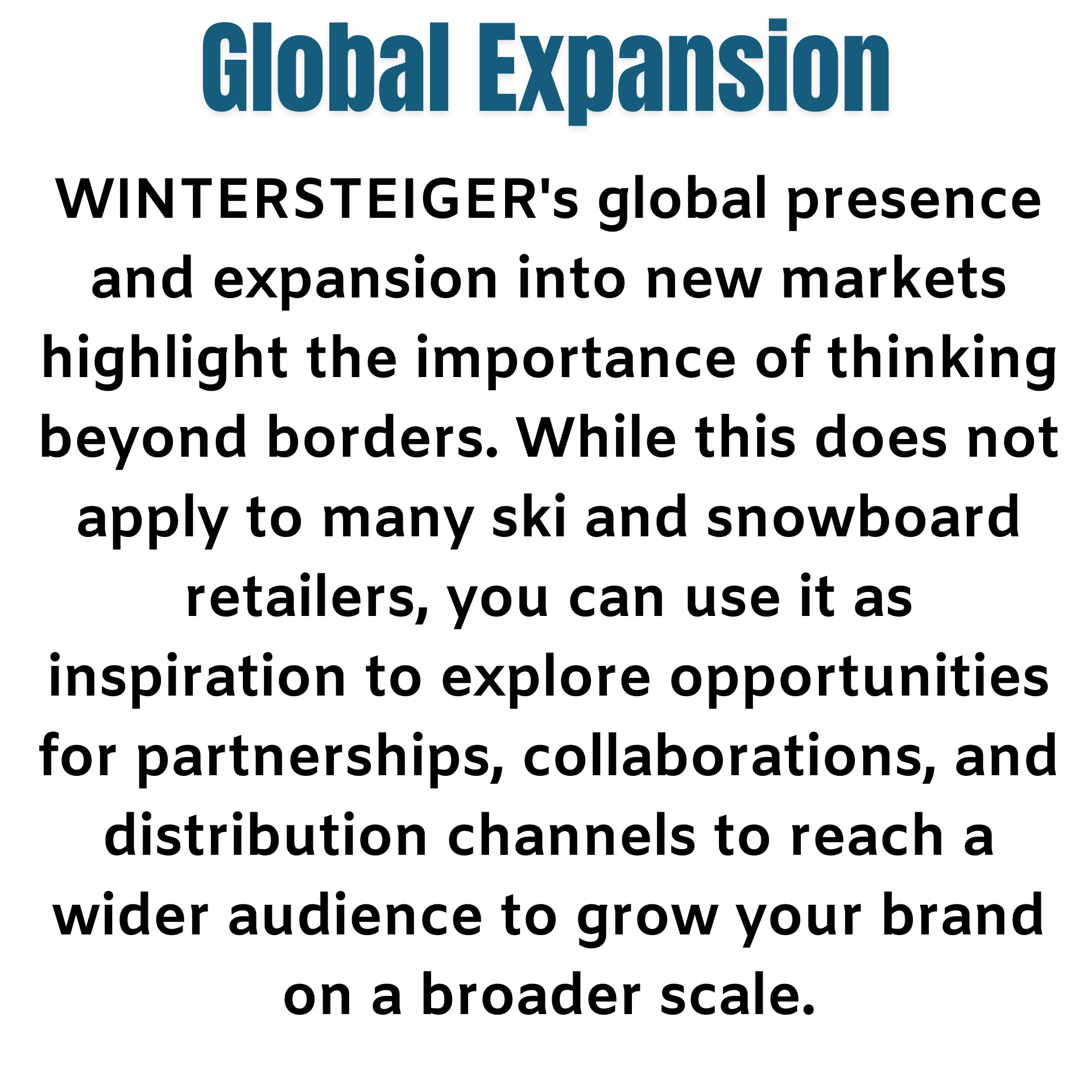 A white background with black text that says global expansion