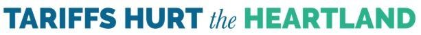 The word tariffs is written in blue and green on a white background.