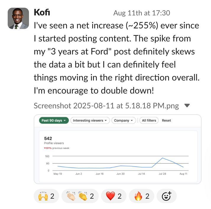 Broda Coaching Client Testimonial for Visibility System to Get Interviews from Client Kofi
