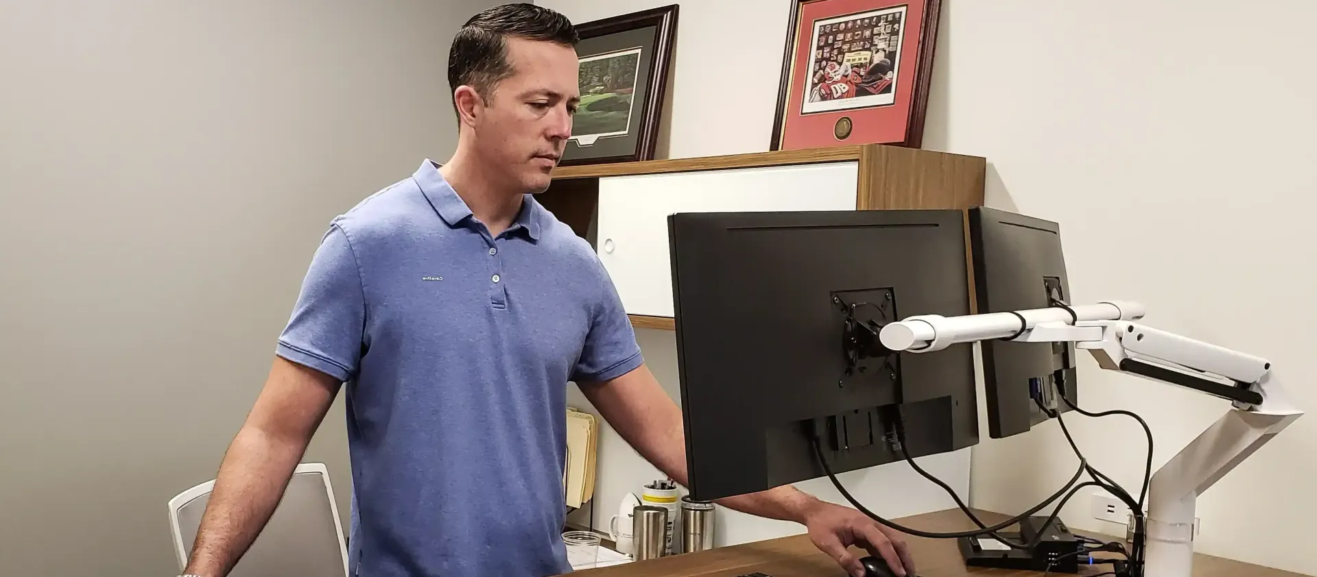 Professional Working from Home at Stand Up Desk in Ideal Career