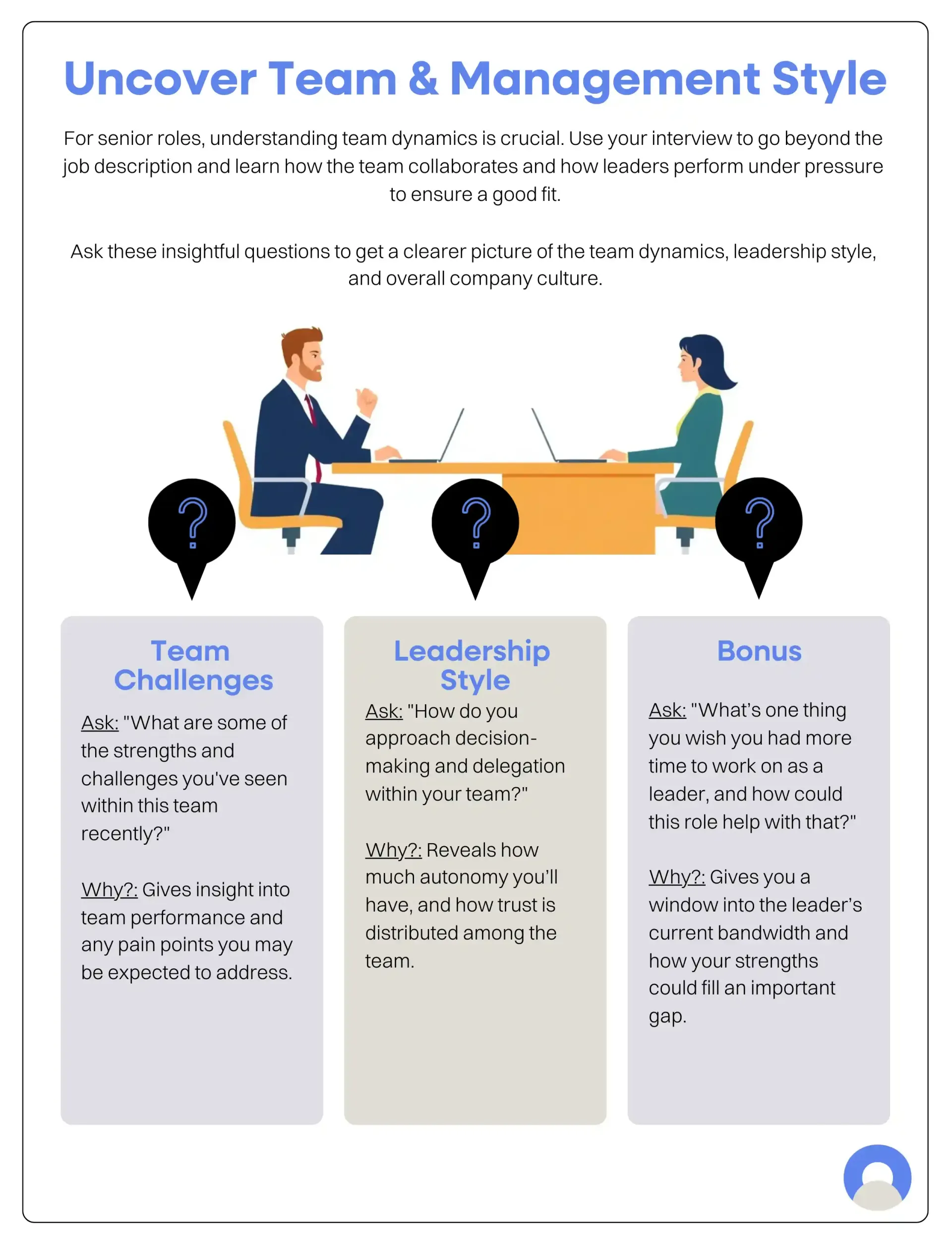 Senior Level Professional Interview Questions - Uncover Team and Management Style