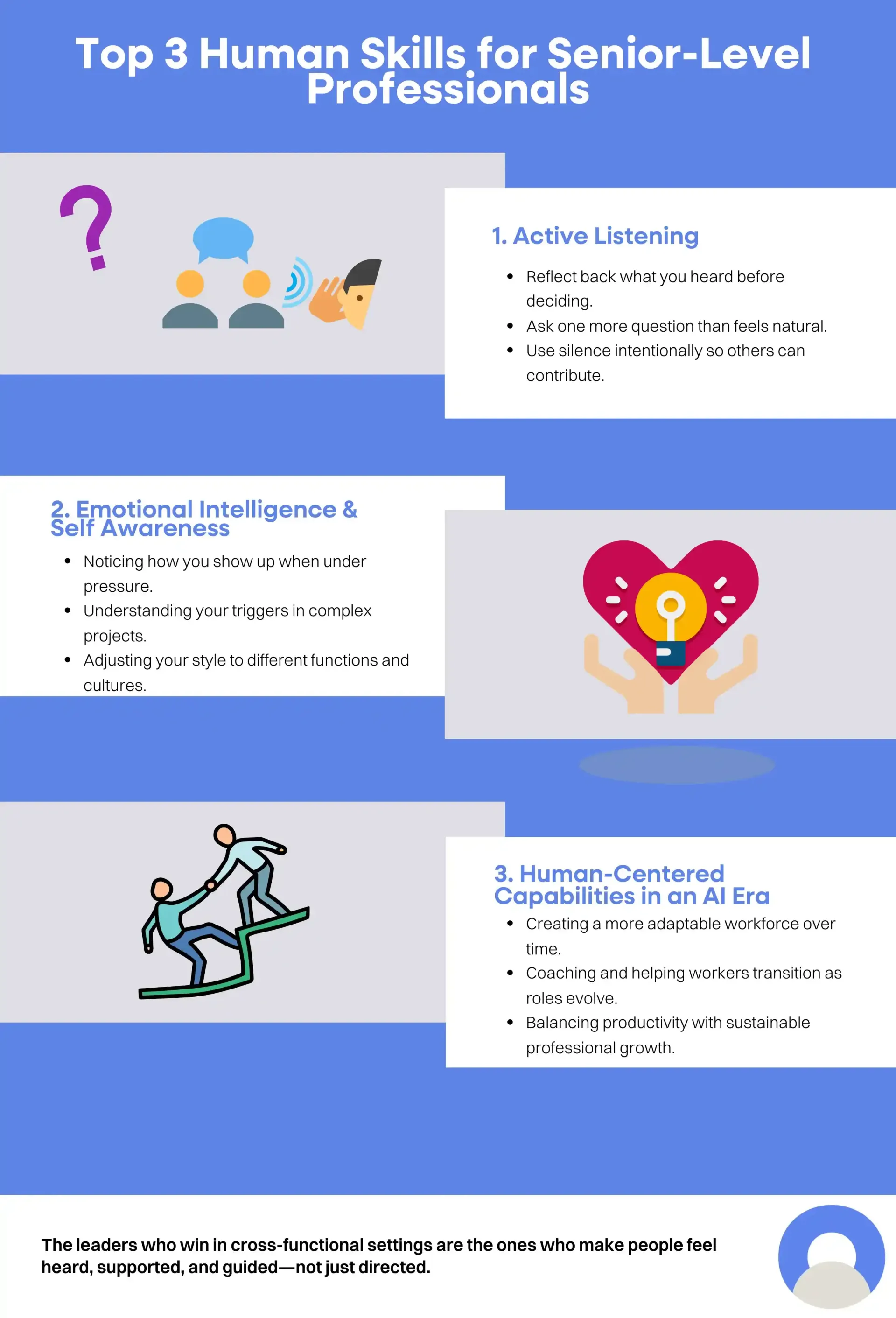 Top Three Human Skills For Senior Level Professionals Infographic