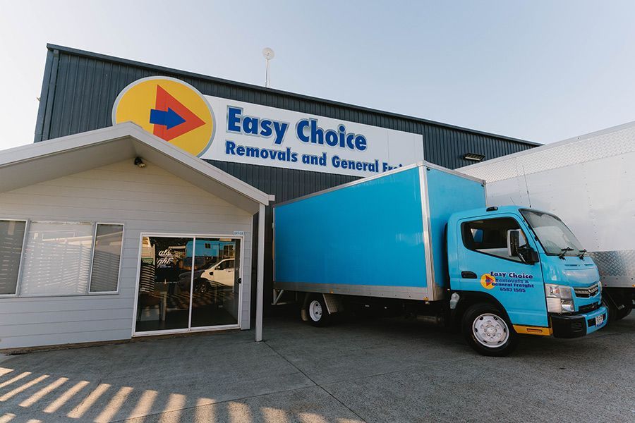 Blue and Yellow Easy Choice Removals Truck — Easy Choice Removals and General Freight in Ballina, NSW