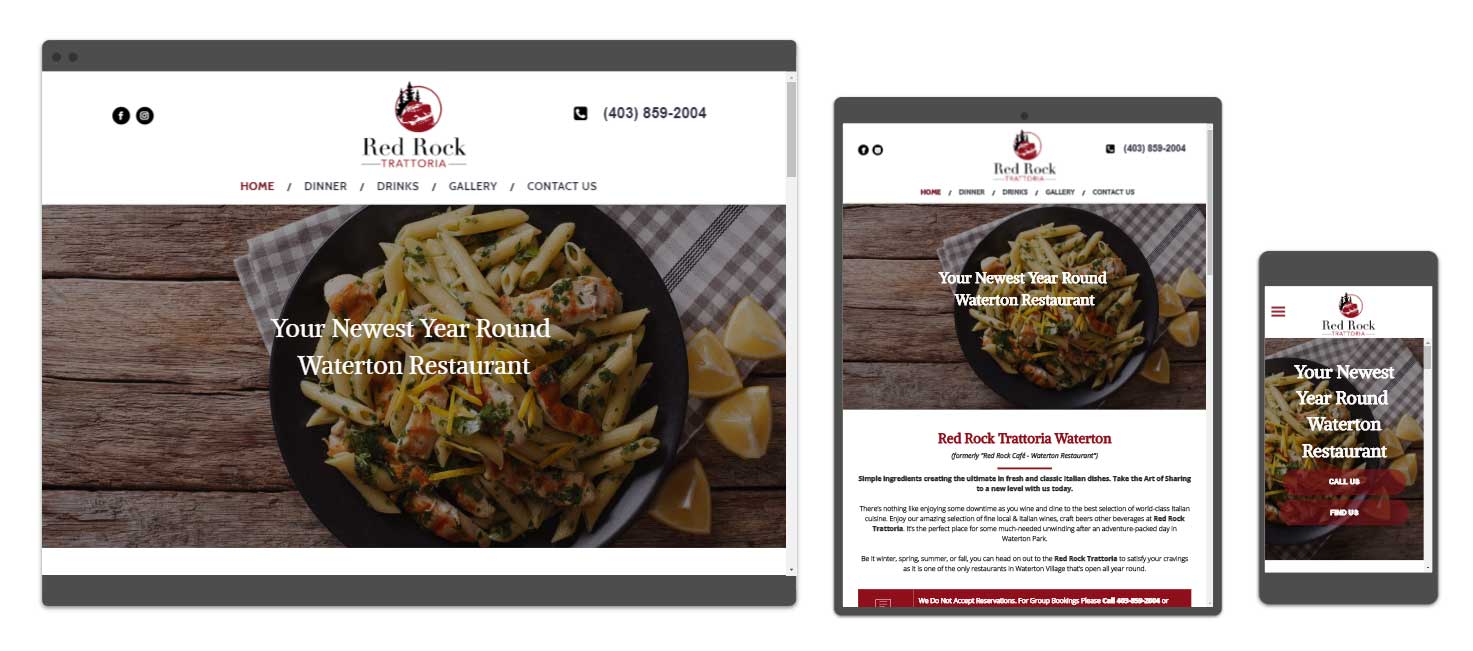 Website Design For Restaurant - Red Rock Trattoria
