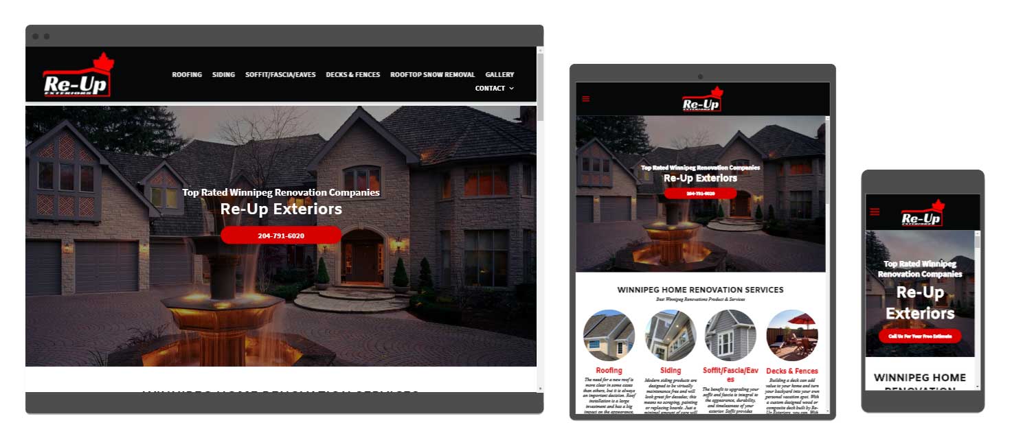 Roofing Contractor Website Design - Re-Up Exteriors