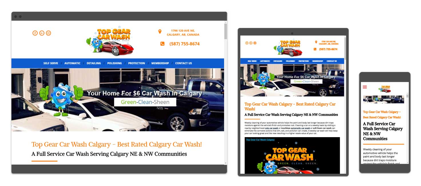 Car Wash Website Design - Top Gear Car Wash