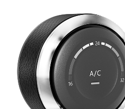 Close-up of a car A/C temperature dial with silver trim and 16–32 degree markings | CB Warren's Auto Care