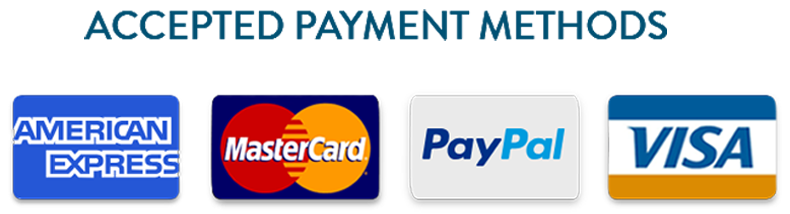 The accepted payment methods are american express mastercard paypal and visa