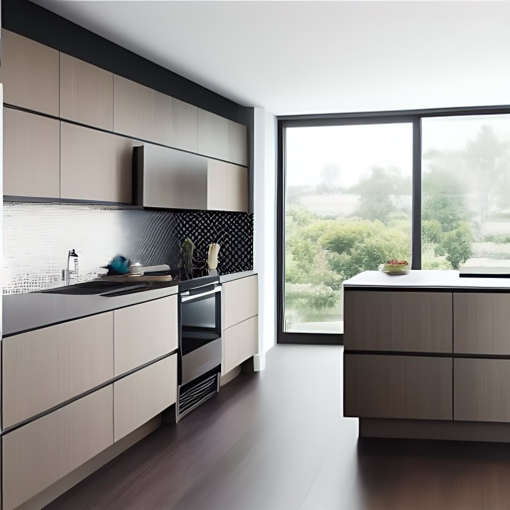 AI generated image of modern kitchen, open and functional