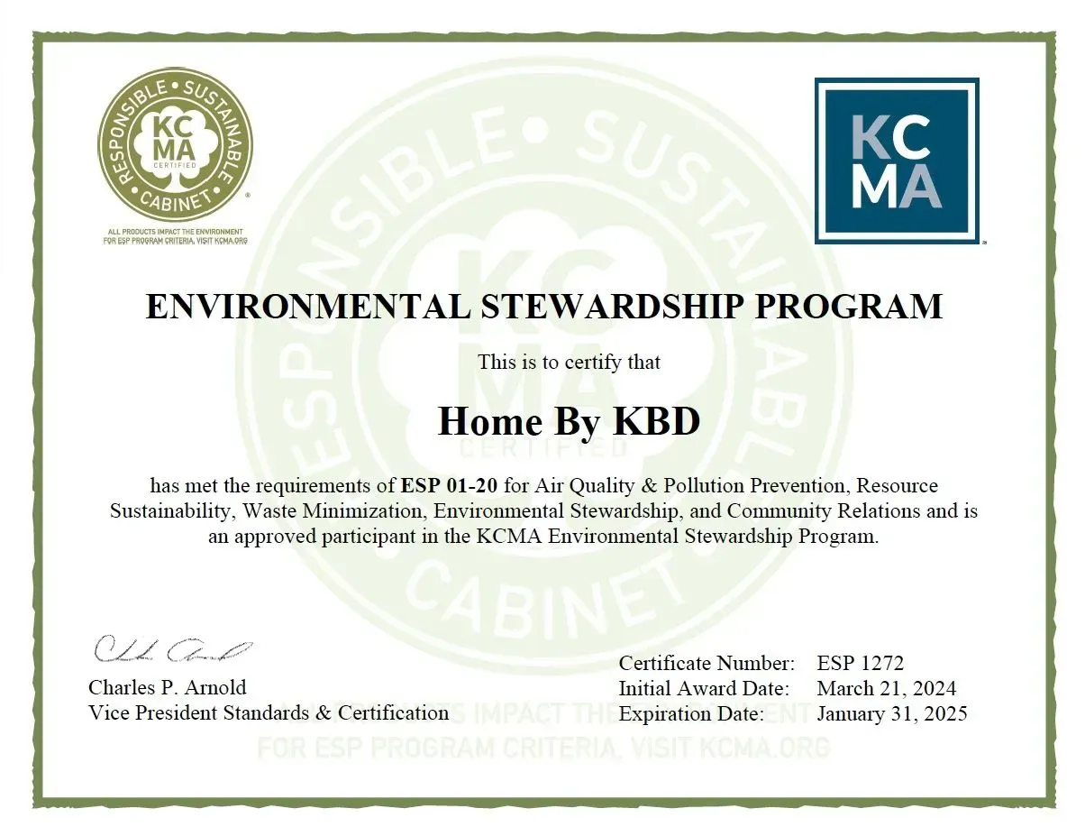ESP certification certificate for HOM cabinets
