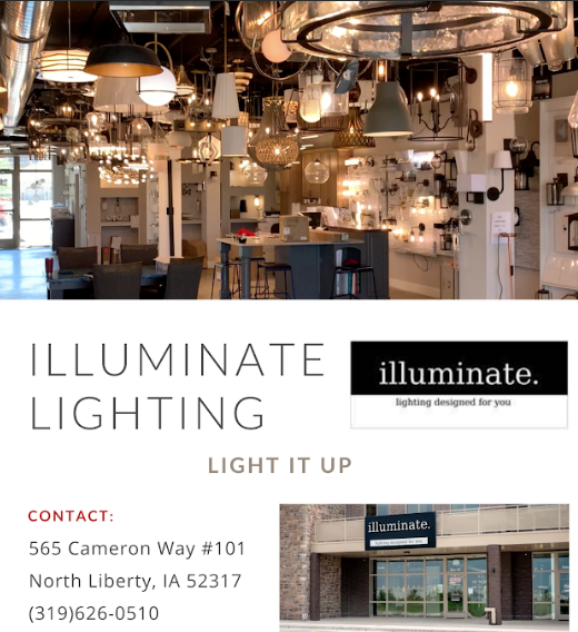 Contact template page for Illuminate 
Lighting in North Liberty, Iowa




