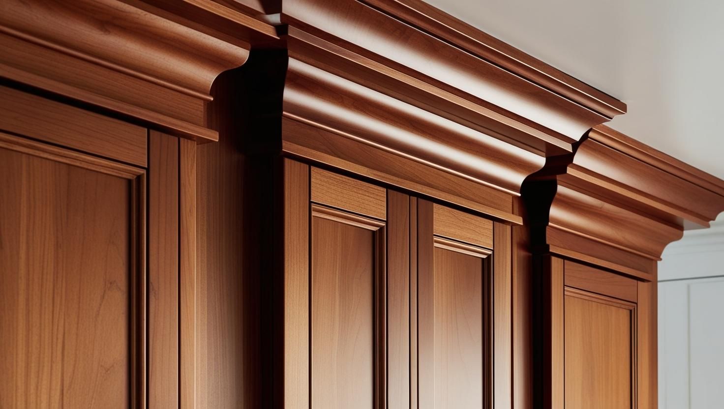 Guide explaining how crown molding enhances cabinet design through styles, materials, and installati