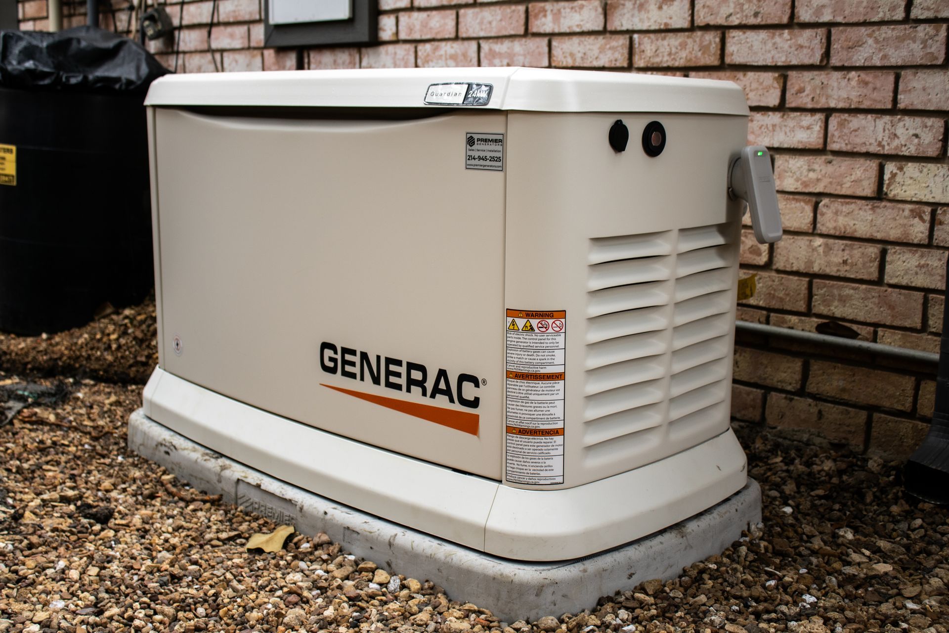 An up-close image of a Generac® home generator outside of a home near Dallas-Fort Worth 