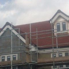 Scaffolding on roof