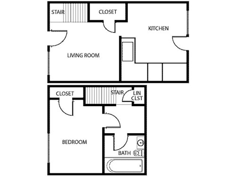1 Bed, 1 Bath Floor Plan