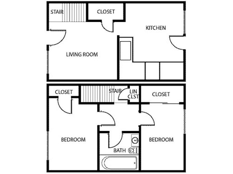 2 Bed, 2 Bath Floor Plan