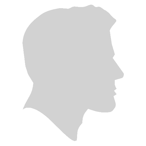 Silhouet van een mannenhoofd in profiel, naar rechts kijkend. Lichtgrijs op een witte achtergrond.