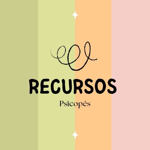 Logotipo con “RECURSOS” en texto negro, debajo “Psicopés” en texto más pequeño; sobre fondo pastel.