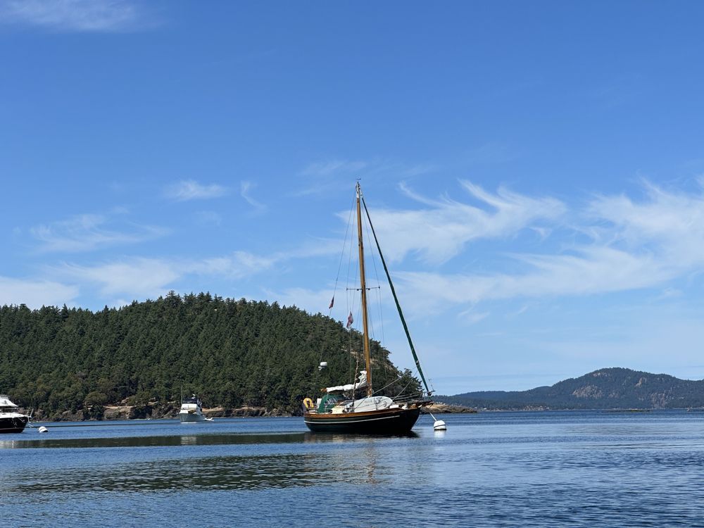 A sailboat is floating on top of a body of water.