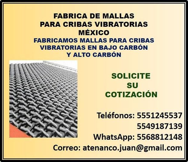 FÁBRICA DE MALLAS PARA CRIBAS VIBRATORIAS MÉXICO