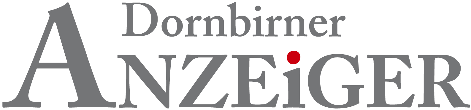 Ein Logo für den Dornbirner Anzeiger mit einem roten Kreis in der Mitte