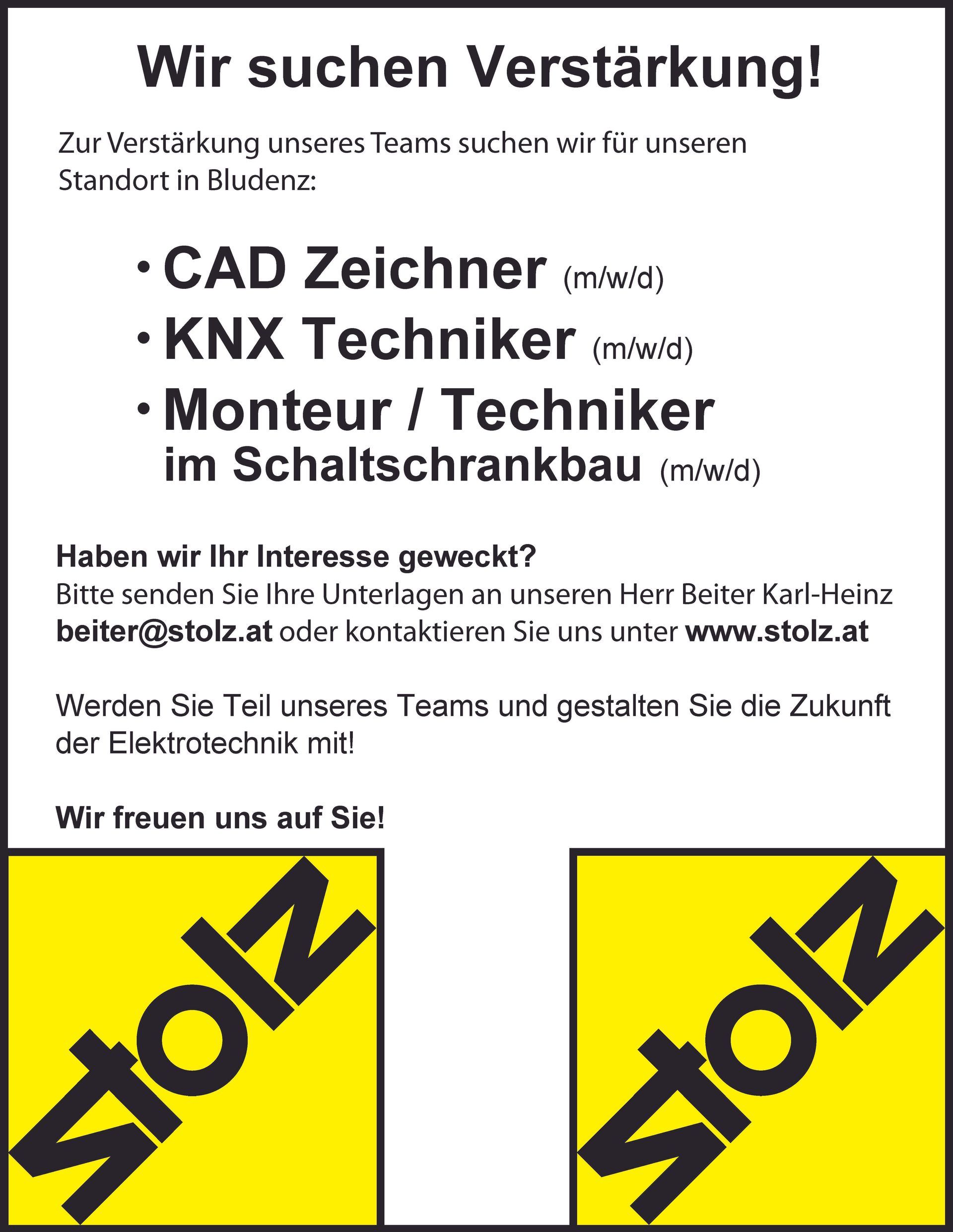 CAD Zeichner, KNX Techniker, Monteur / Techniker, Handwerker