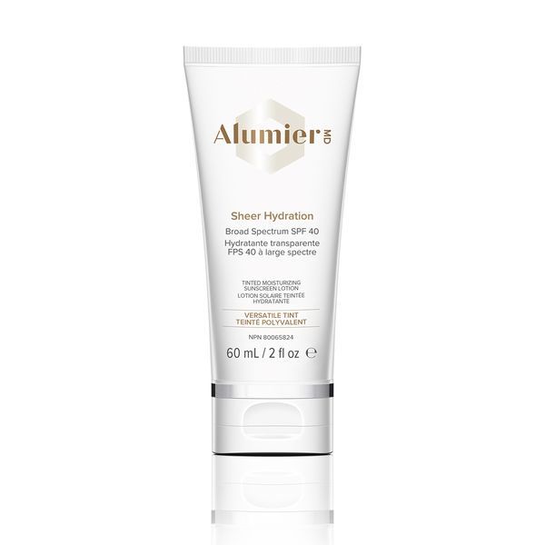 A tube of alumier 's sheer hydration broad spectrum spf 40