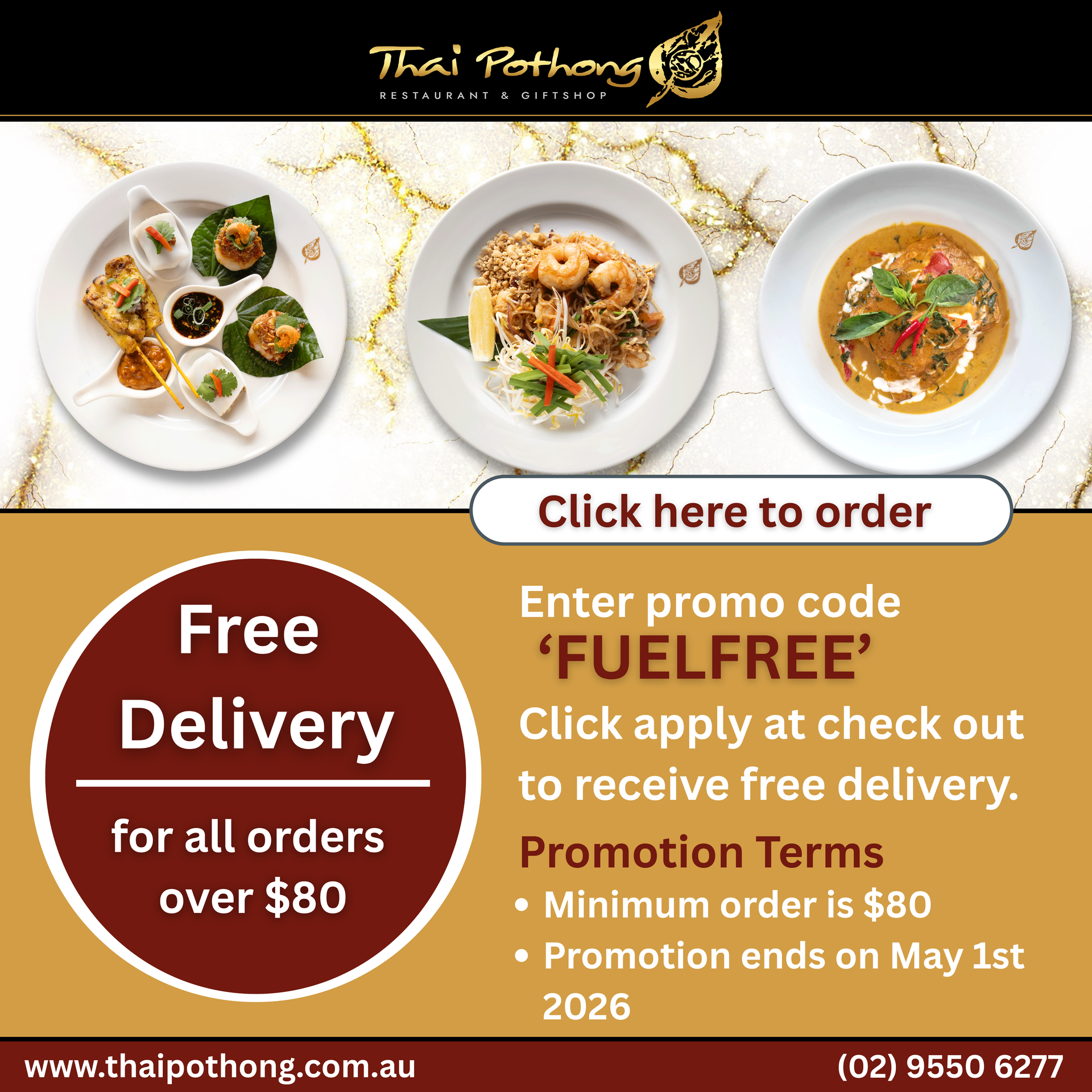 Free Delivery for all orders over $80