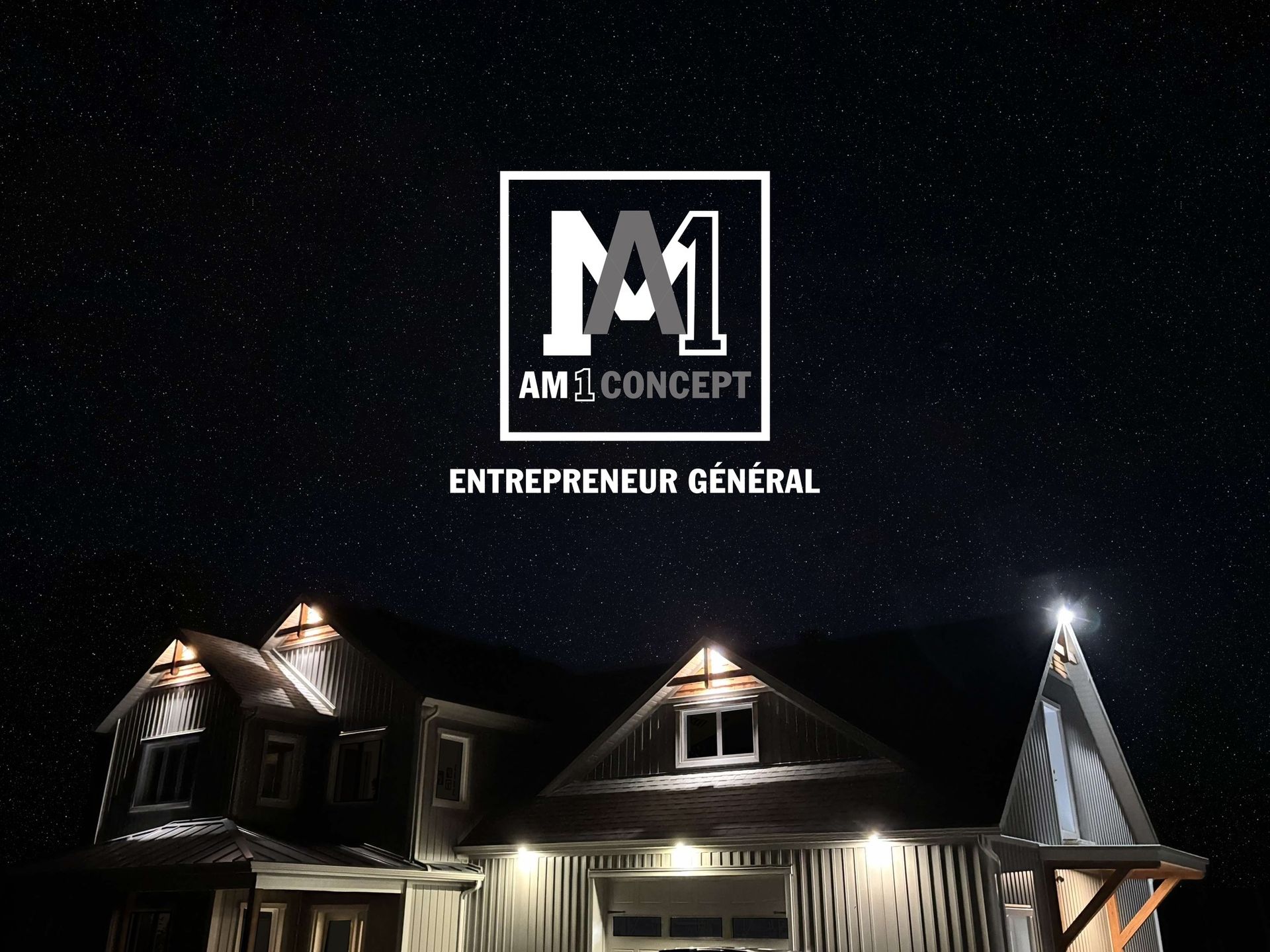 Une photo d'une maison avec un logo m1 dessus