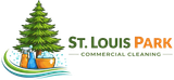 Commercial cleaning logo with tree and cleaning supplies branding St Louis Park, MN