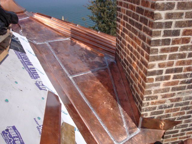 Copper Chimney Flashing with Flat Panel