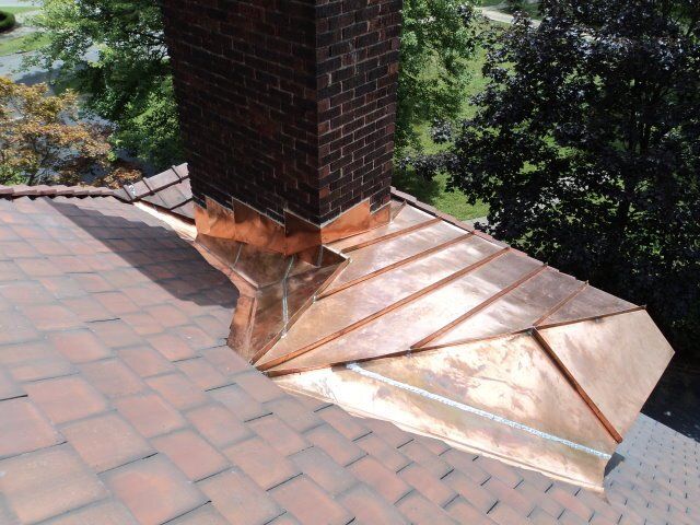 Copper Dorm Top Connected to Chimney Flashing