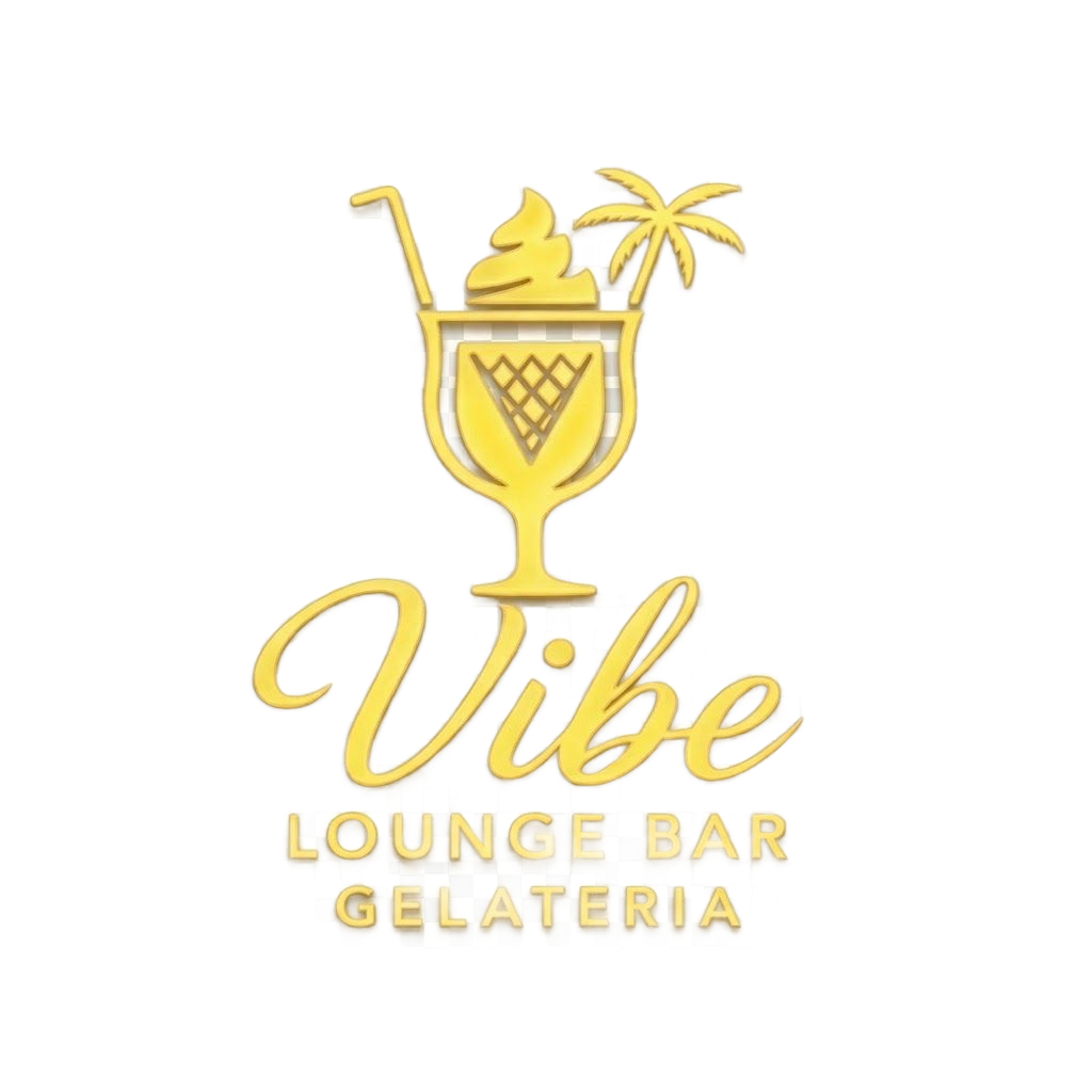Un logo dorato raffigurante una coppa di gelato con una palma, la parola