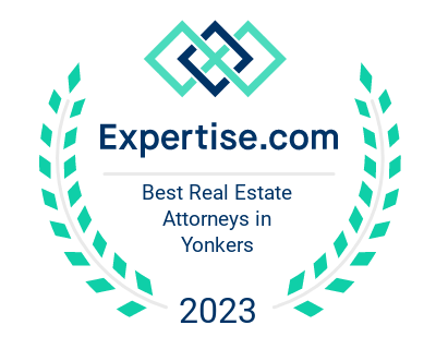 Expertise.com award for Best Real Estate Attorneys in Yonkers, 2023, with green and blue colors.