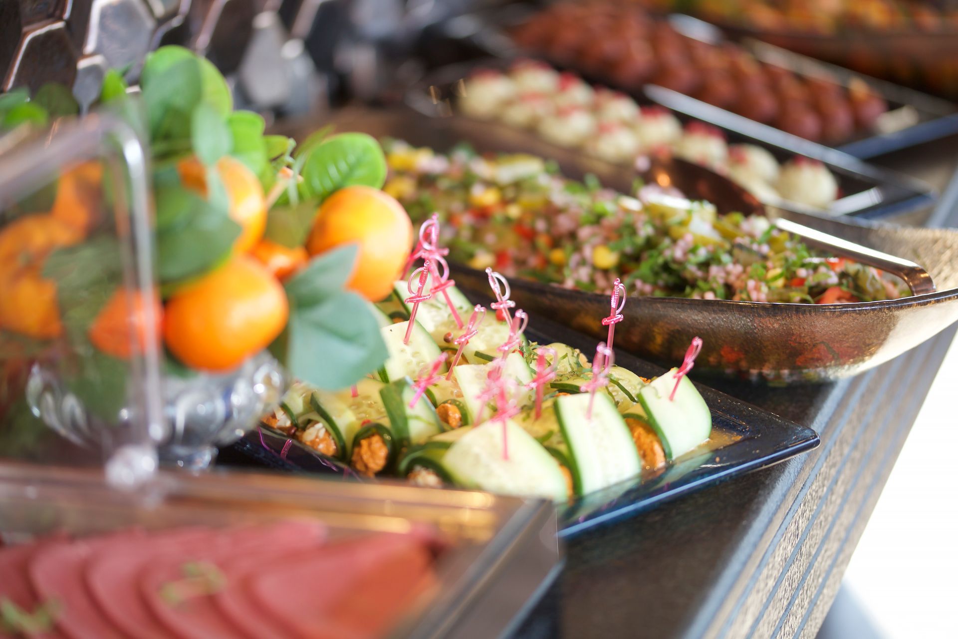There are many different types of food on the table.