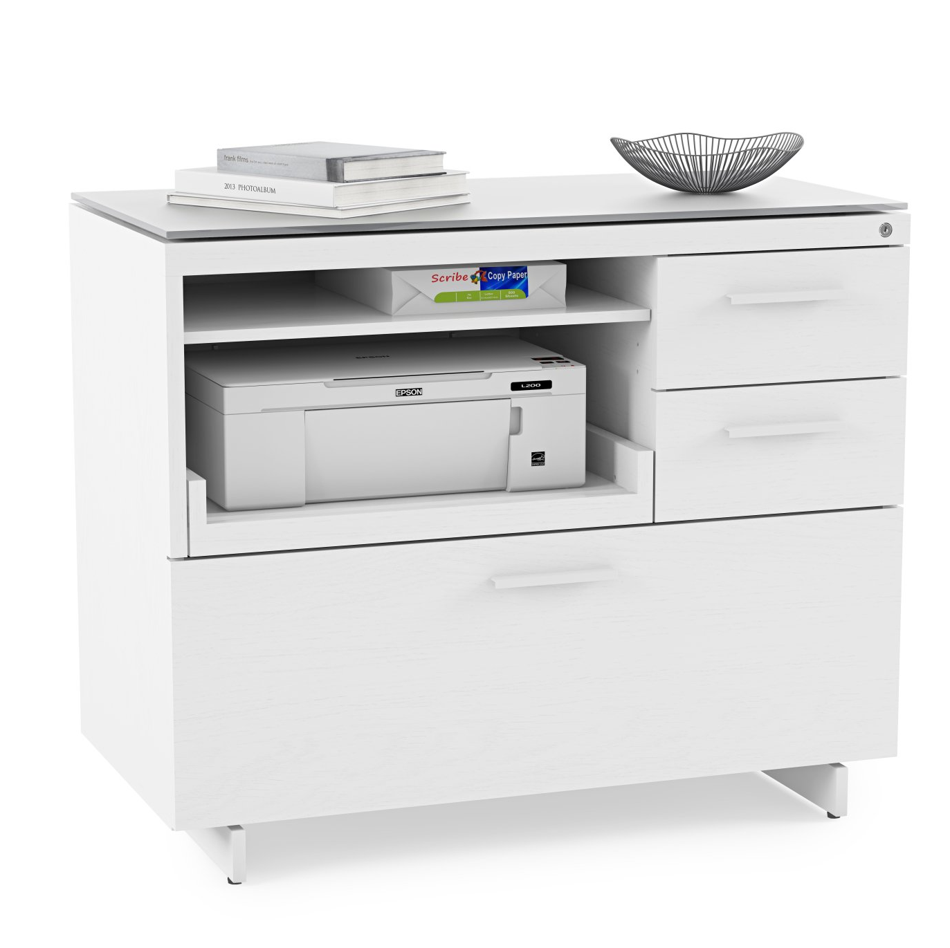 6417 White Multifunction Office Cabinet
