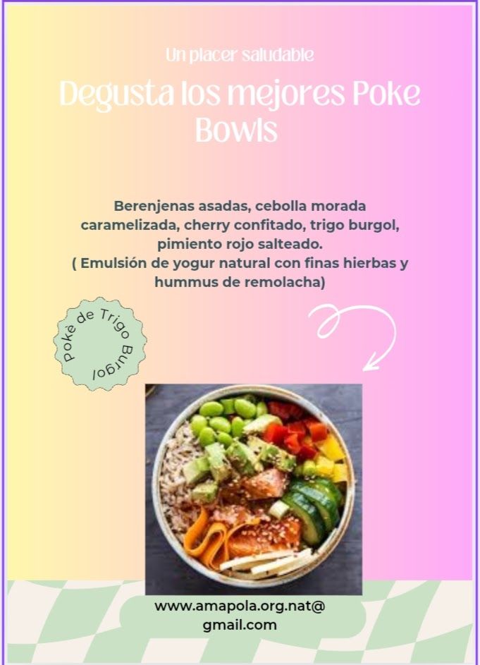 Un cartel con la imagen de un plato de comida.